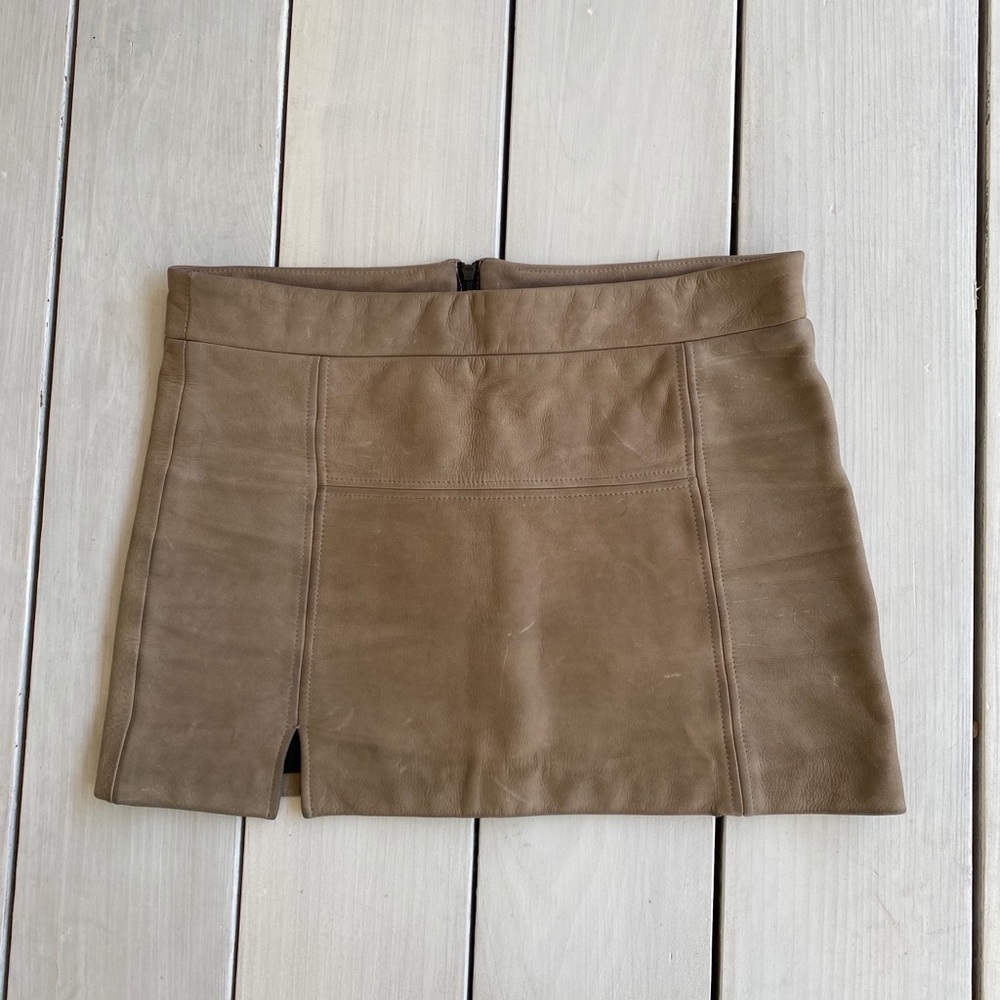 Luxury Leather Beryll Mini Slit Skirt